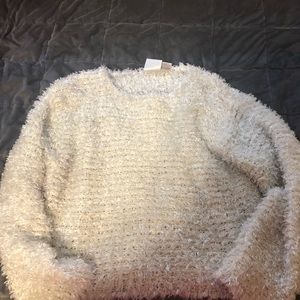 White knitted sweater